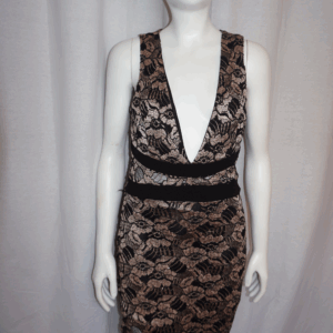 Gold and Black Laced Mini Dress